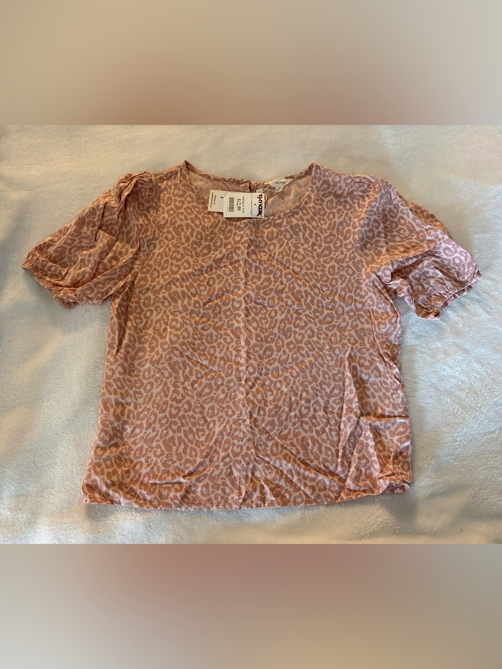 Sim & Sam Women’s Large Pink Leopard Short Sleeve Shirt New #